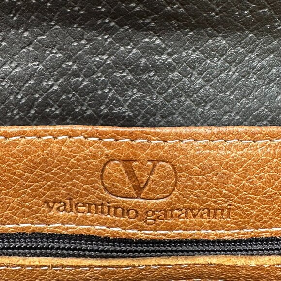 Vintage Valentino Garavani Crossbody Shoulder Bag Black Brown Leather Italy - Picture 16 of 16